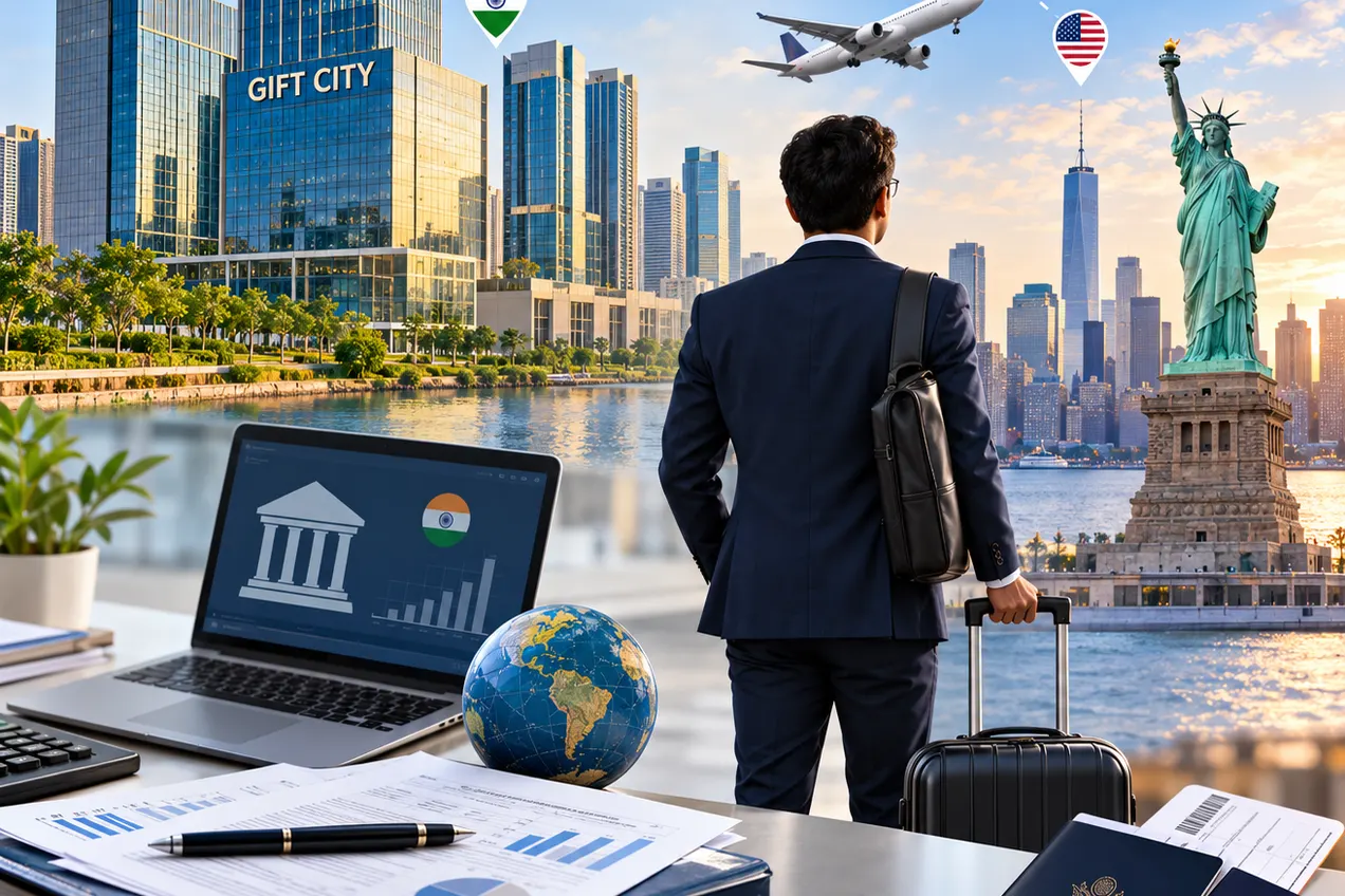 Indian professional relocating to the USA on an L1 visa with existing GIFT City bank accounts and US tax L1 Relocation reporting documents.